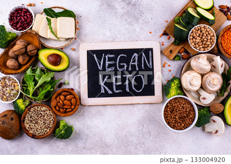 Vegan keto products. Ketogenic plant-based food 133004920
