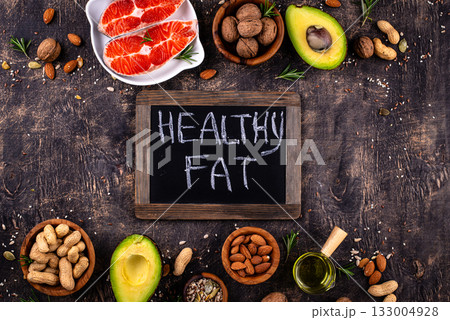 Healthy fat concept. Product with omega 3. 133004928
