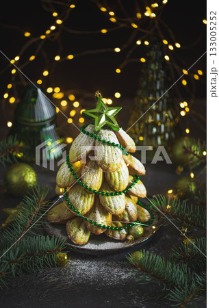 Madeleine Cookie Christmas Tree with Holiday Decor and Lights 133005252