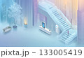 デジタル受付のある未来的なスマートビルの内観 133005419