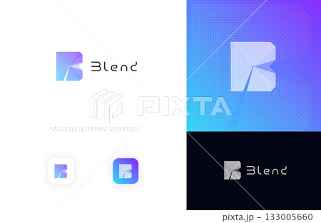 Line Geometric Logo Letter B Monogram Concept Design for Digital Science Architect Technology Startup Business Identity Branding Emblem Label with Modern Sans Serif Font Alphabet. Vector Illustration Line Geometric Logo Letter B Monogram Concept Design for Digital Science Architect Technology Startup Business Identity Branding Emblem Label with Modern Sans Serif Font Alphabet. Vector Illustration 133005660