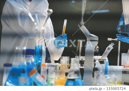 Researchers working in the clinical laboratory 133005724