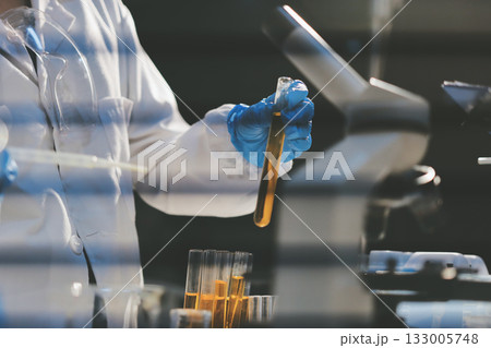 Researchers working in the clinical laboratory 133005748
