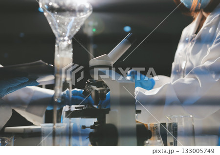 Researchers working in the clinical laboratory 133005749