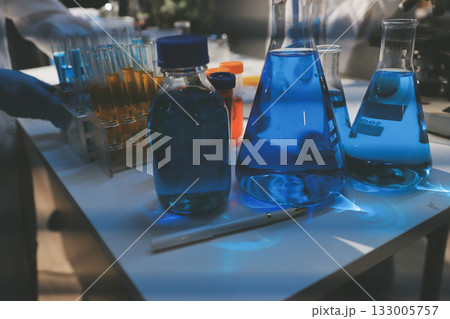 Researchers working in the clinical laboratory 133005757