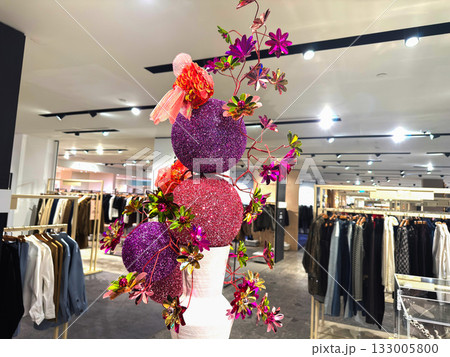 Luxury store decoration with exotic flowers and ornaments 133005800