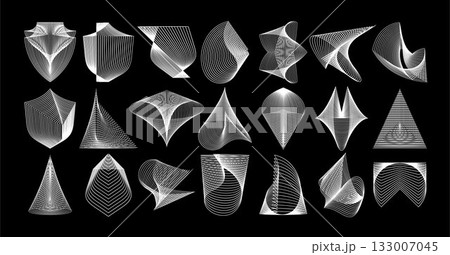 Geometric blend line wireframe logo design set 133007045