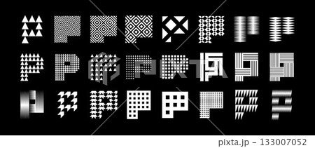Modern digital line abstract letter P logo set 133007052