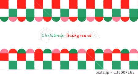 Red, green and pink Christmas vector background, cute check pattern banner for holiday banners 133007165