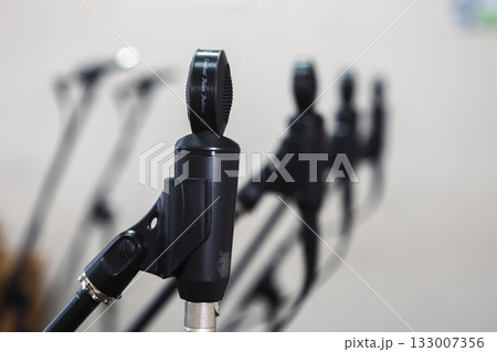 Close-up of microphones in a studio. Sound recording. 133007356