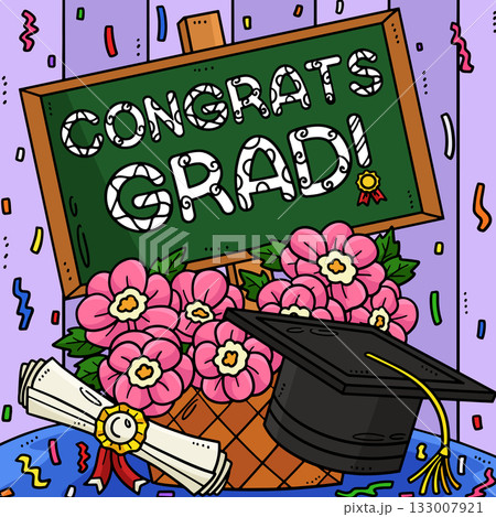 Graduation Congrats Grad Colored Cartoon  133007921