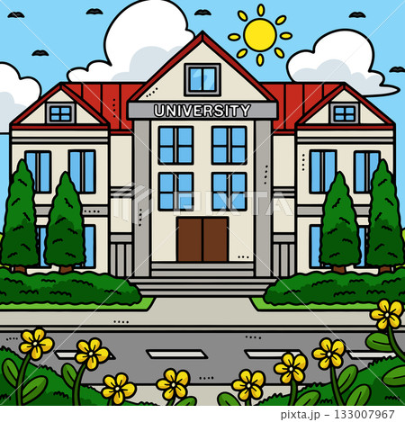 Graduation University Building Colored llustration Graduation University Building Colored llustration 133007967