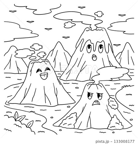 Volcano Siblings Coloring Page for Kids  133008177