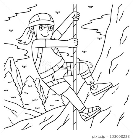 Inclusive and Adaptive Sports Girl in Climbing  133008228