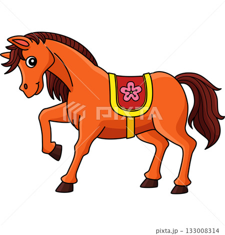 Year of the Horse In Front Chinese Gate Clipart  133008314