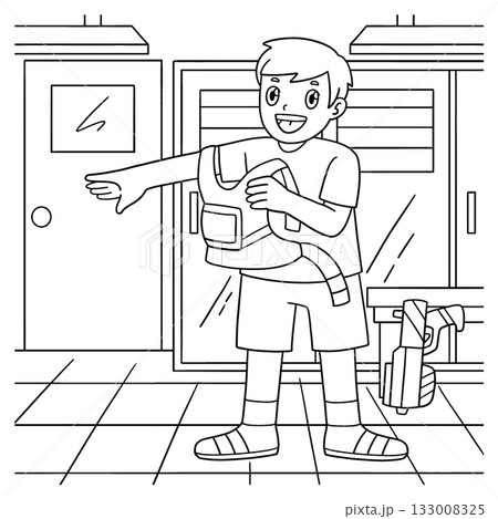 Laser Tag Boy Wearing Vest Coloring Page for Kids Laser Tag Boy Wearing Vest Coloring Page for Kids 133008325