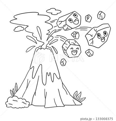 Lava Rocks Jumping out of a Volcano Isolated Lava Rocks Jumping out of a Volcano Isolated 133008375