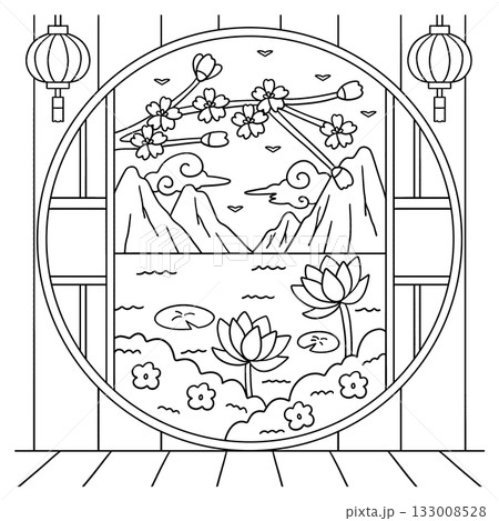 Qingming Festival View of Spring Window Coloring  133008528