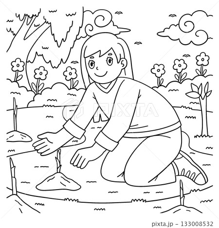 Qingming Festival Girl Planting a Willow Branch Qingming Festival Girl Planting a Willow Branch 133008532