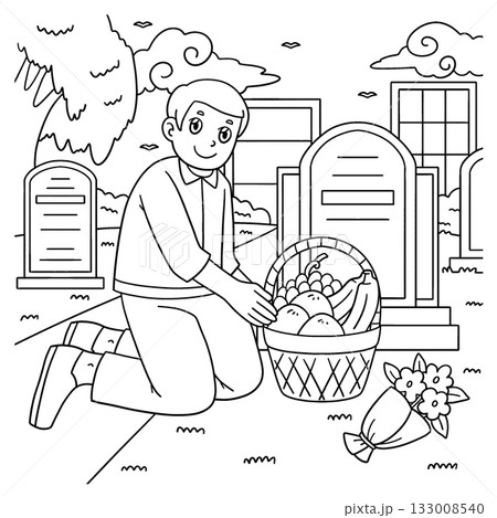 Qingming Festival Dad Offering Food Tomb Coloring Qingming Festival Dad Offering Food Tomb Coloring 133008540