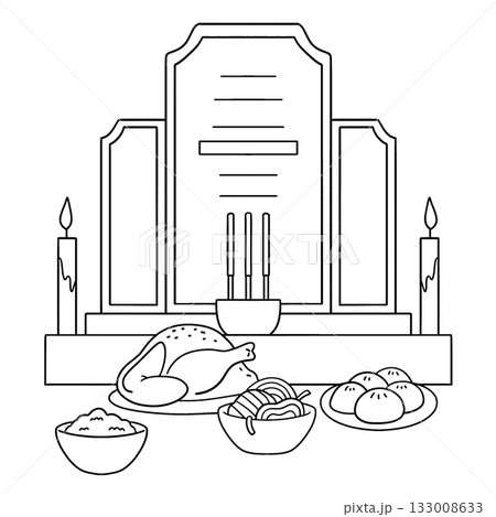 Qingming Festival Offering on the Tomb Isolated  133008633