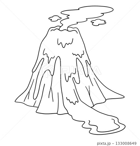 Lava Flowing out of a Volcano Isolated Coloring Lava Flowing out of a Volcano Isolated Coloring 133008649