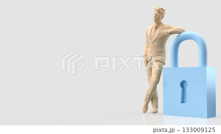 The Man and Key for security or Business concept 3d Rendering. The Man and Key for security or Business concept 3d Rendering. 133009125