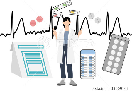 心房細動に対して薬物治療を提案する医者のイラスト 心房細動に対して薬物治療を提案する医者のイラスト 133009161