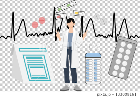 心房細動に対して薬物治療を提案する医者のイラスト 心房細動に対して薬物治療を提案する医者のイラスト 133009161
