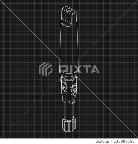 Mechanical engineering drawings. Tap tools, borer. Technical Design. Cover. Blueprint. Step Cutting Tool with Countersinking Function. Technical 3D Vector Illustration Mechanical engineering drawings. Tap tools, borer. Technical Design. Cover. Blueprint. Step Cutting Tool with Countersinking Function. Technical 3D Vector Illustration 133009355