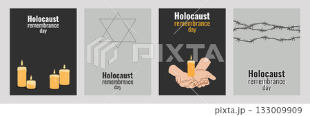 Holocaust Remember Day Honor Legacy Past Fairness. Set artboard. Symbolizes memory justice and history. For web design and educational projects. Vector illustration. Holocaust Remember Day Honor Legacy Past Fairness. Set artboard. Symbolizes memory justice and history. For web design and educational projects. Vector illustration. 133009909