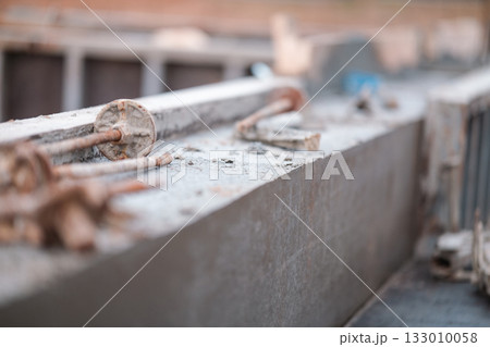 Concrete foundation close-up. High quality photo 133010058