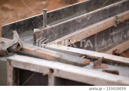 Construction of the foundation of a private house. High quality photo 133010059