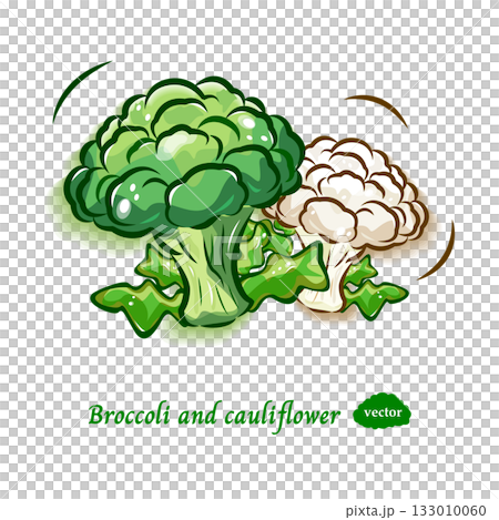 綠花椰菜和花椰菜插畫素材 | 清新可愛的蔬菜普普藝術 綠花椰菜和花椰菜插畫素材 | 清新可愛的蔬菜普普藝術 133010060