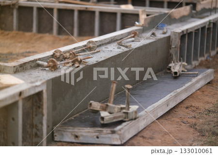 Concrete foundation close-up. High quality photo Concrete foundation close-up. High quality photo 133010061