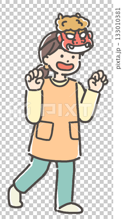 一位戴著惡魔面具的年輕幼兒園老師 133010381