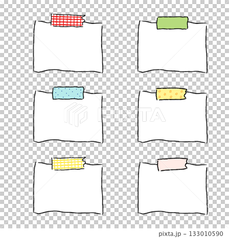 Hand-drawn memo paper set with masking tape 133010590