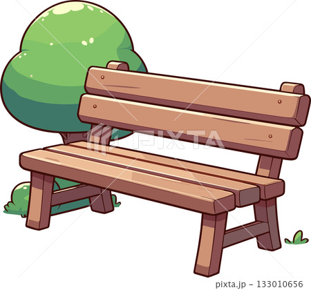 自然と木のベンチのイラスト 133010656