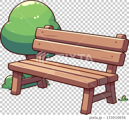 自然と木のベンチのイラスト 133010656