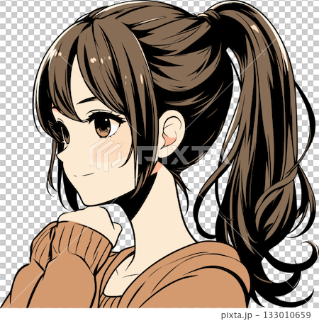 Illustration of a girl with a ponytail Illustration of a girl with a ponytail 133010659