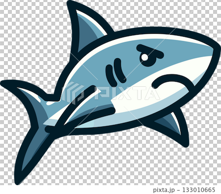 怒り顔の鮫のイラスト 133010665