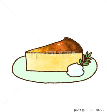 かわいいチーズケーキの手描きイラスト かわいいチーズケーキの手描きイラスト 133010727