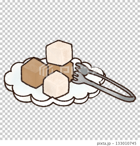 Hand-drawn sugar cube illustration / cafe material Hand-drawn sugar cube illustration / cafe material 133010745