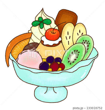 かわいい手描きパフェのイラスト 133010752