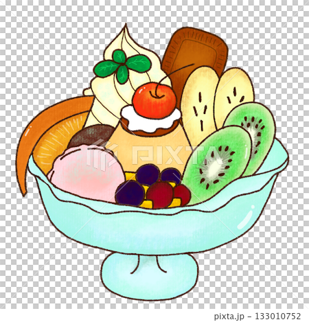 かわいい手描きパフェのイラスト 133010752