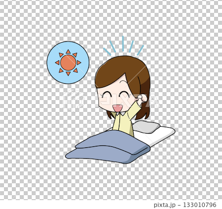 一位醒來狀態良好的女性的插圖 一位醒來狀態良好的女性的插圖 133010796