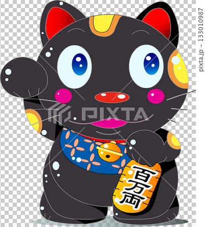 A black cat beckoning to bring good luck and prosperity to business A black cat beckoning to bring good luck and prosperity to business 133010987