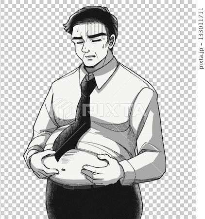 ダイエット失敗……太った中年サラリーマンのイラスト ダイエット失敗……太った中年サラリーマンのイラスト 133011711