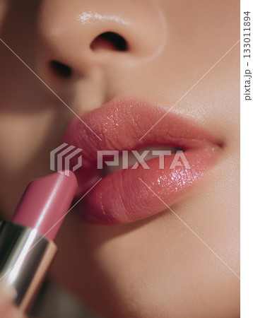 口紅を塗るアジア人女性 口紅を塗るアジア人女性 133011894