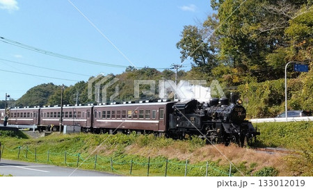 真岡鐵道を走るSL　道の駅もてぎ付近 133012019